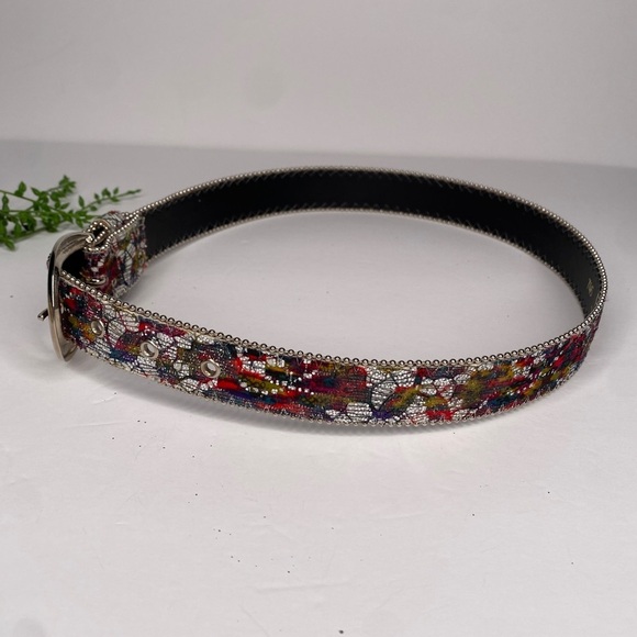 Vintage Elite California Glittery Multicolored 90s Belt Size Small Silver Buckle - Picture 7 of 10